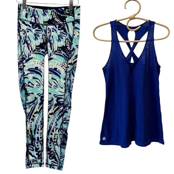 Lilly Pulitzer Pants - Lilly Pulitzer Navy Crash the Bash Luxletic Weekender Legging and Kai Tank S XS